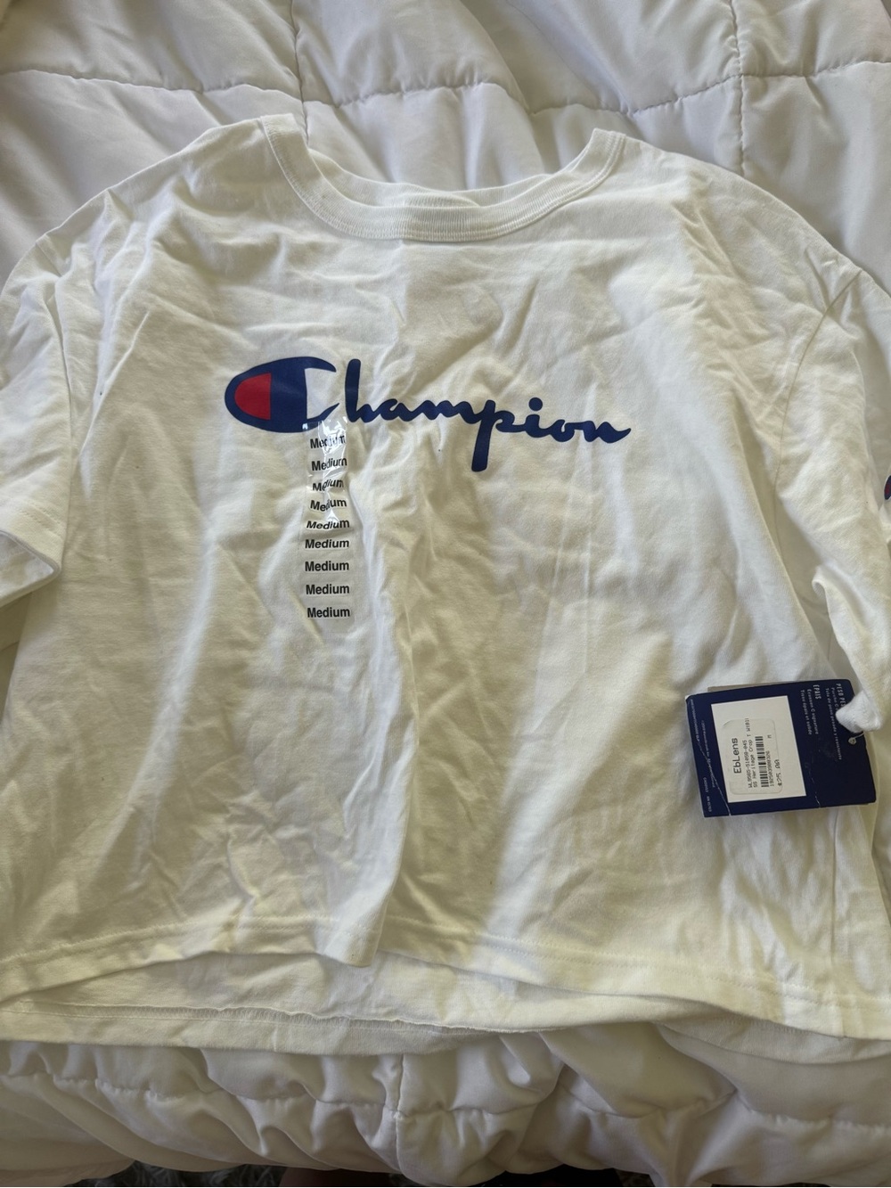 NWT Champion White Logo Tee